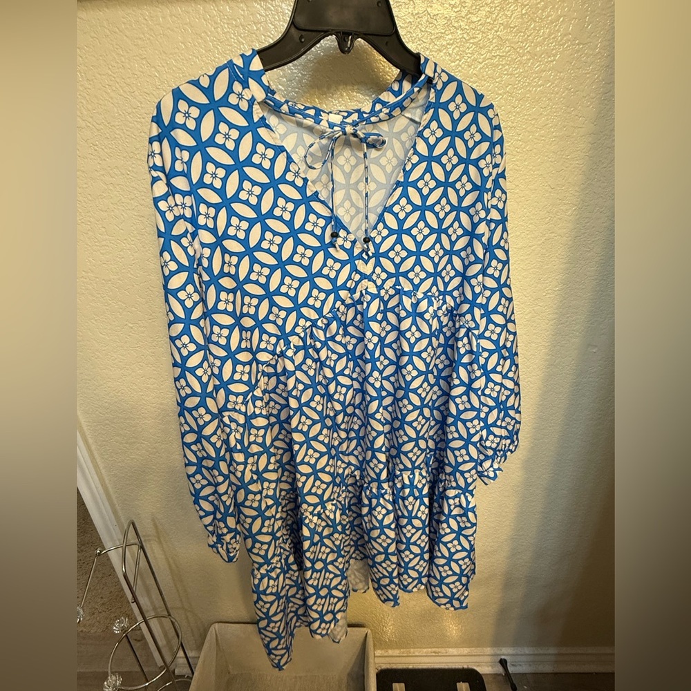 Blue and White Floral Dress